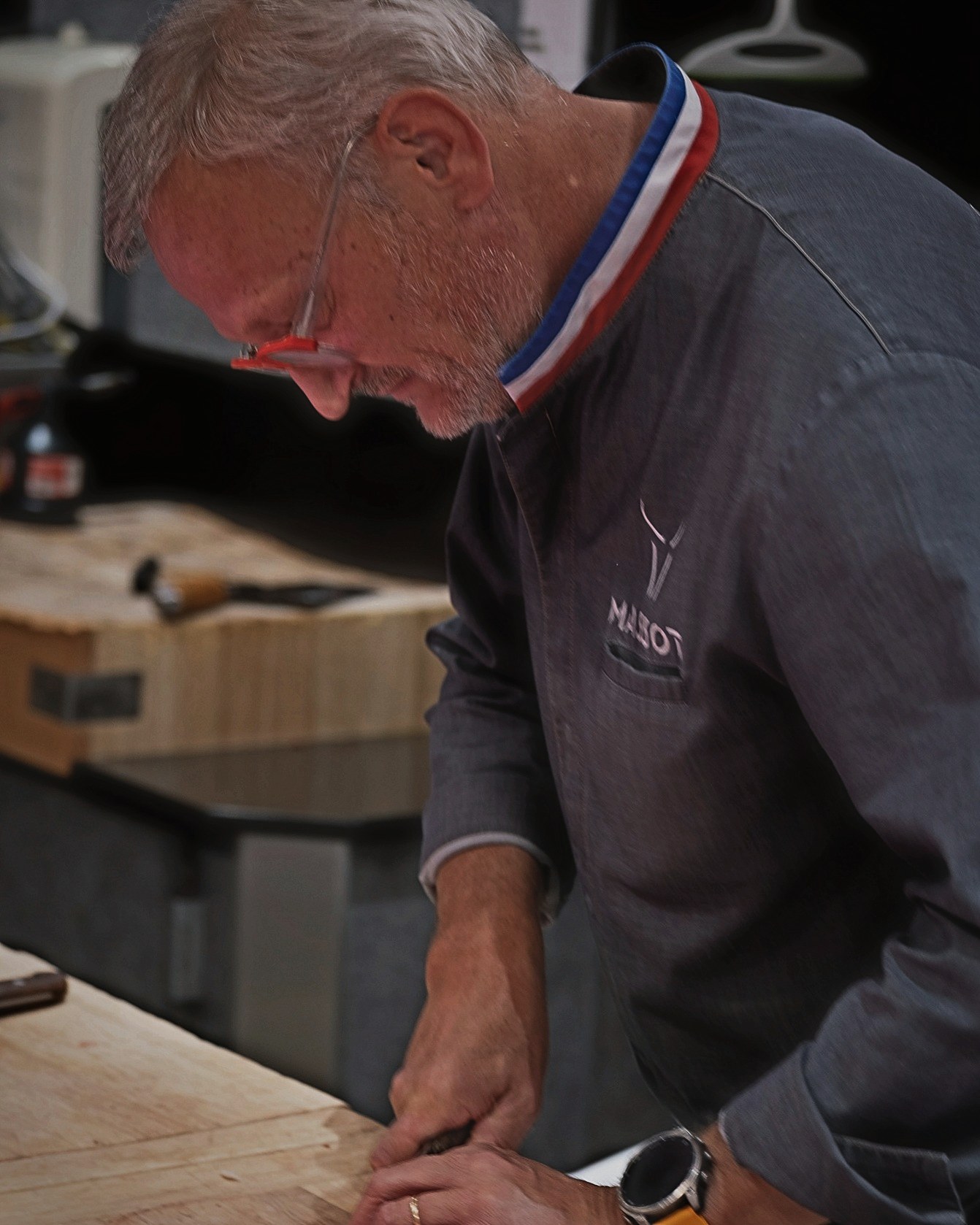 The Meilleur Ouvrier de France butcher at his block